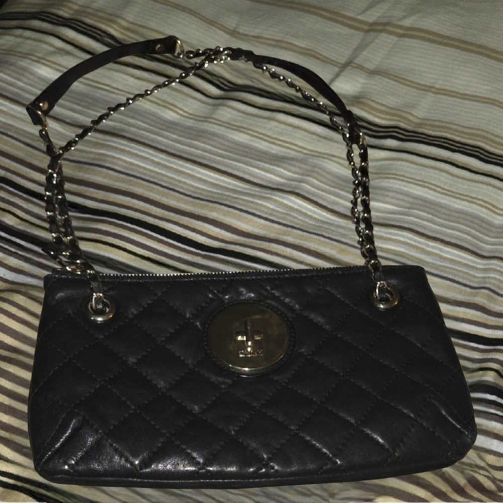 DKNY Black Quilted Leather Convertible Bag EUC - Picture 3 of 12